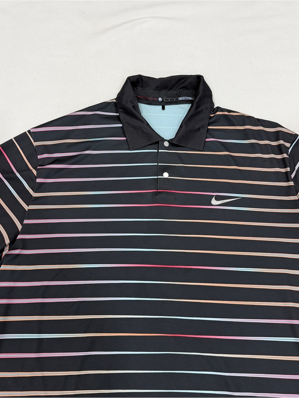 Nike Tiger Woods Collection Men’s Polo Shirt Large Dri Fit Striped - Ponte Veda